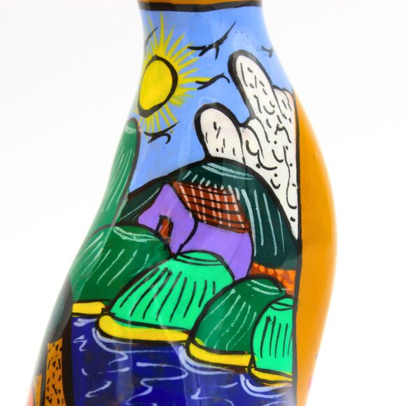 Vintage Mexican Talavera Cat Figurine Hand-Painted Clay Pottery Folk Art Decor - Picture 3 of 8